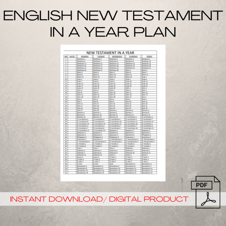 English New Testament Reading Plan - Life in Our Corner